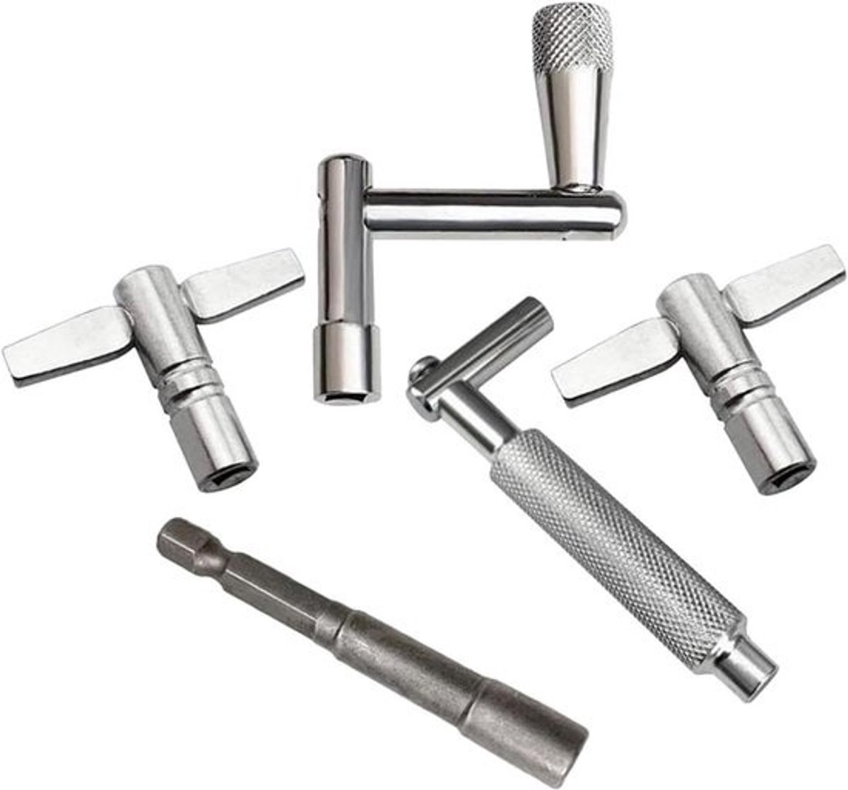 Drum Stemsleutel Set - Drum Gereedschap - Drumstel Onderhoud - Duurzaam Metaal - 4.6 mm x 3.6 mm - Zilver