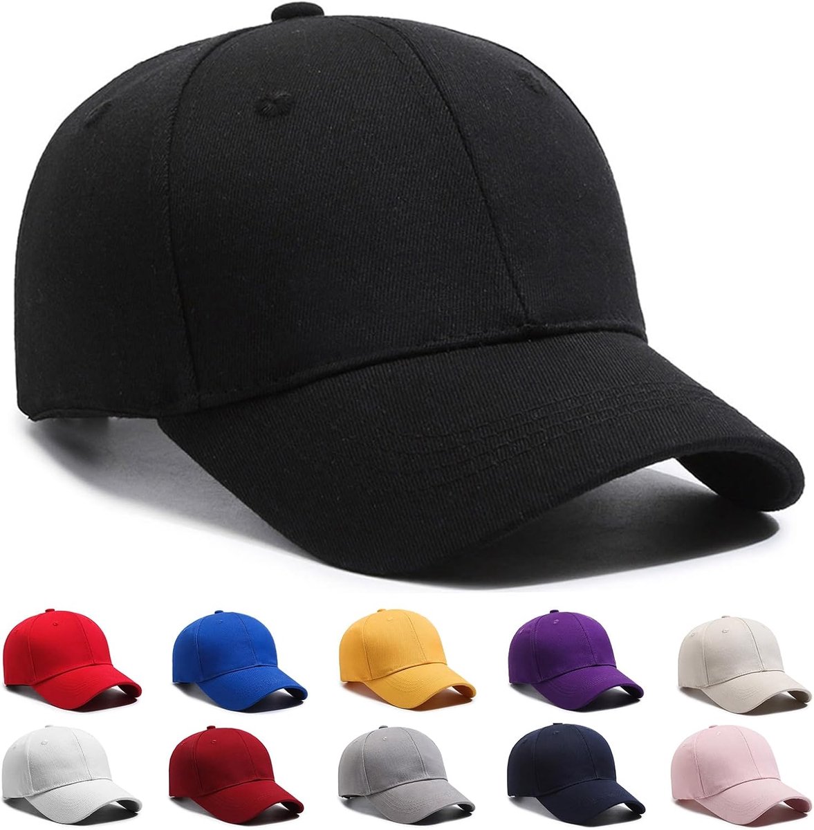 Baseballpet, Baseballpet voor dames en heren, Verstelbare klep, 100% katoen, Effen kleur, One size, Outdoor, Sport, Reizen