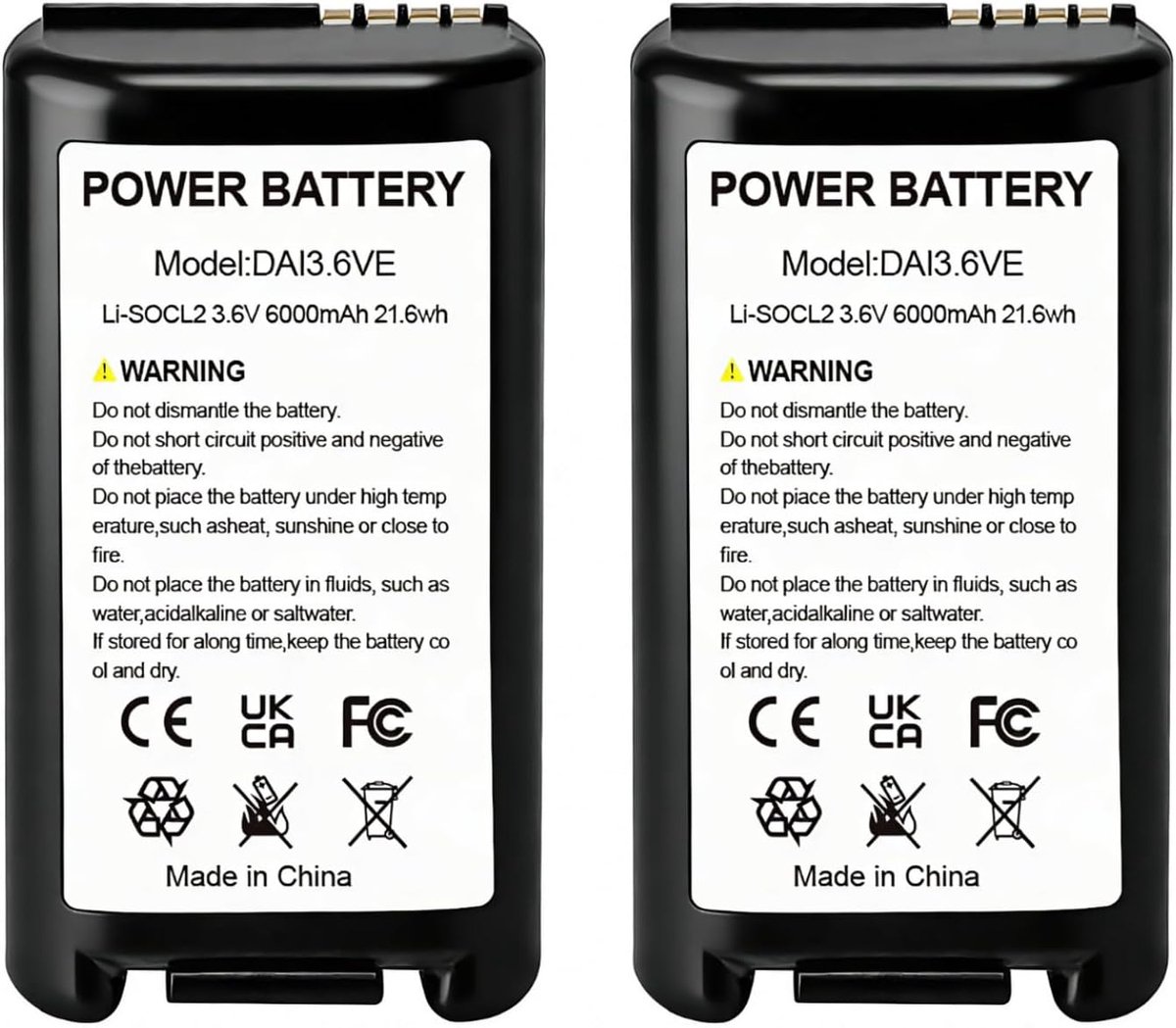 Li-SOCL2 batterij 3,6 V 6000 mAh voor Daitem alarmbatterij BAT25 BAT26 BATLi25 BATLi26, ook compatibel met Hager, ATRAL merksystemen