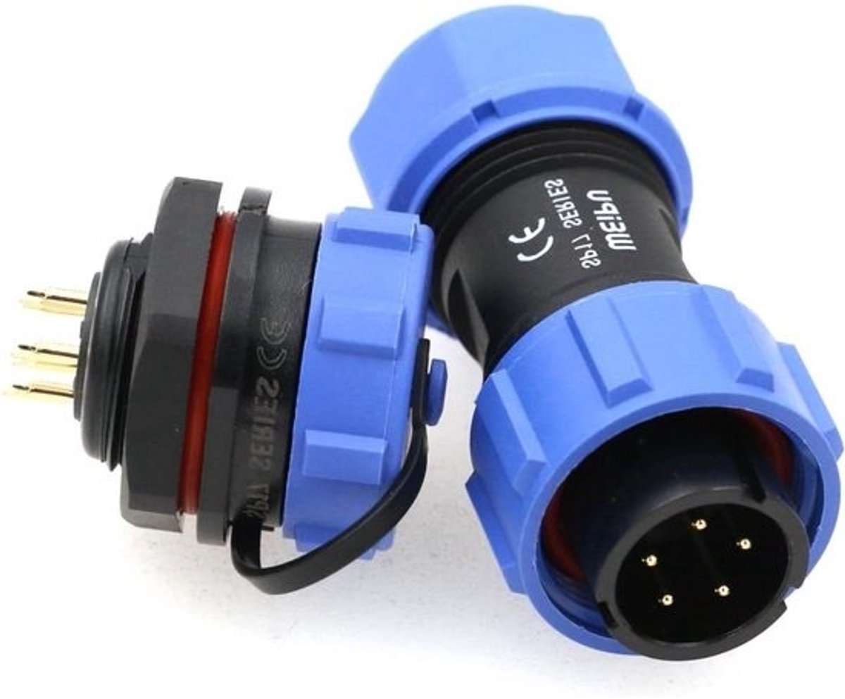 Kunststof Stekker Set - Waterdichte Connector - Industriële Verbinding - Hoge Prestaties IP68 - 5-pins - Zwart