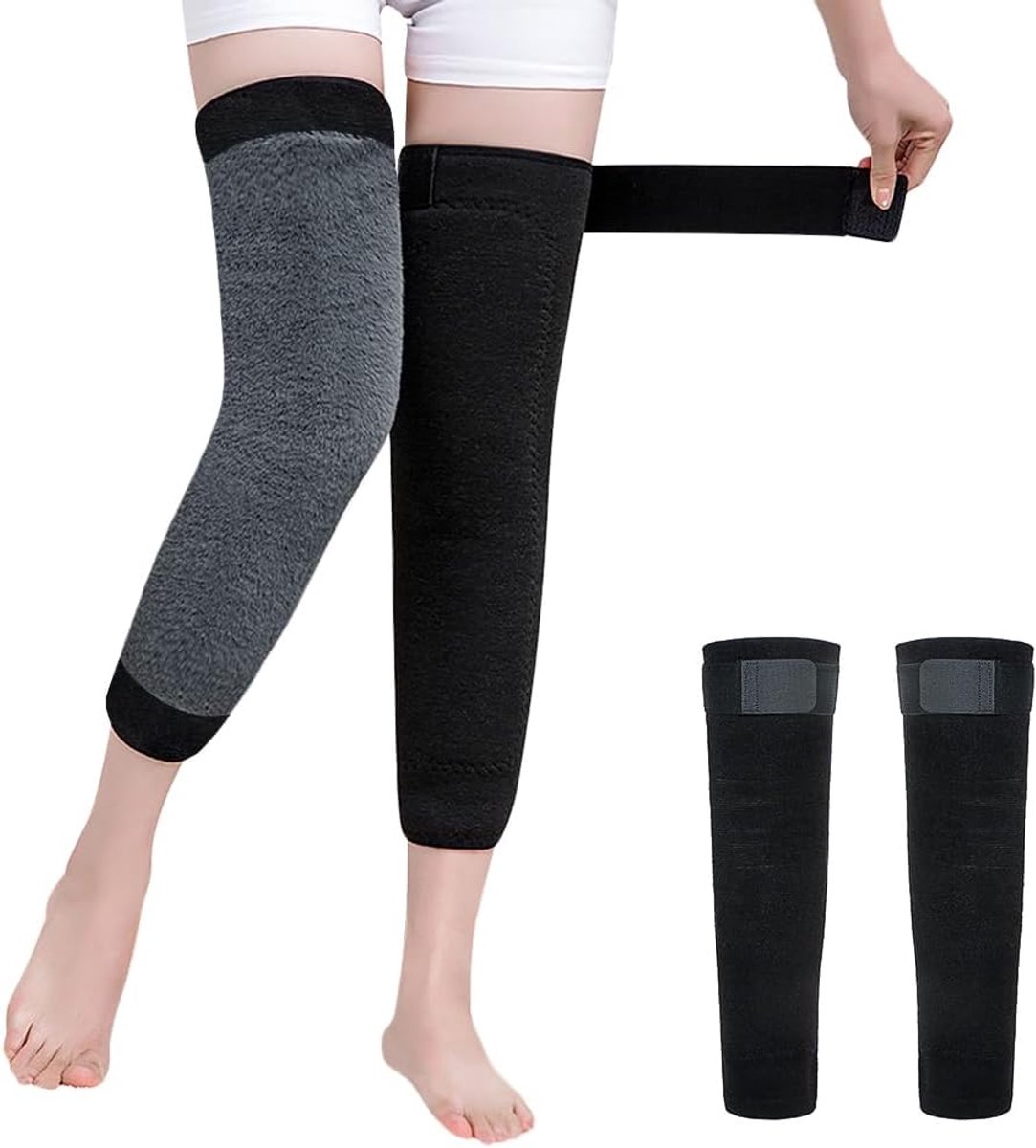 Kniewarmers winter verdikte kniebandage gevoerde beenwarmers verstelbare kniebeschermers kunstbont kniebrace antislip kniebeschermers thermische kniebeschermer voor volwassenen knieblessures