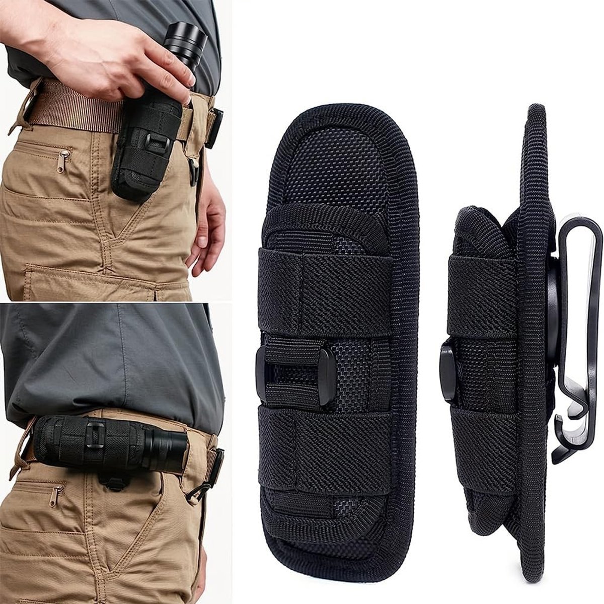 Zaklamp Holster Molle Torch Pouch Zaklamp Cover Houder 360 ° Draaibare Zaklamp Houder Zaklamp Houder Voor Camping Wandelen Klimmen Jacht