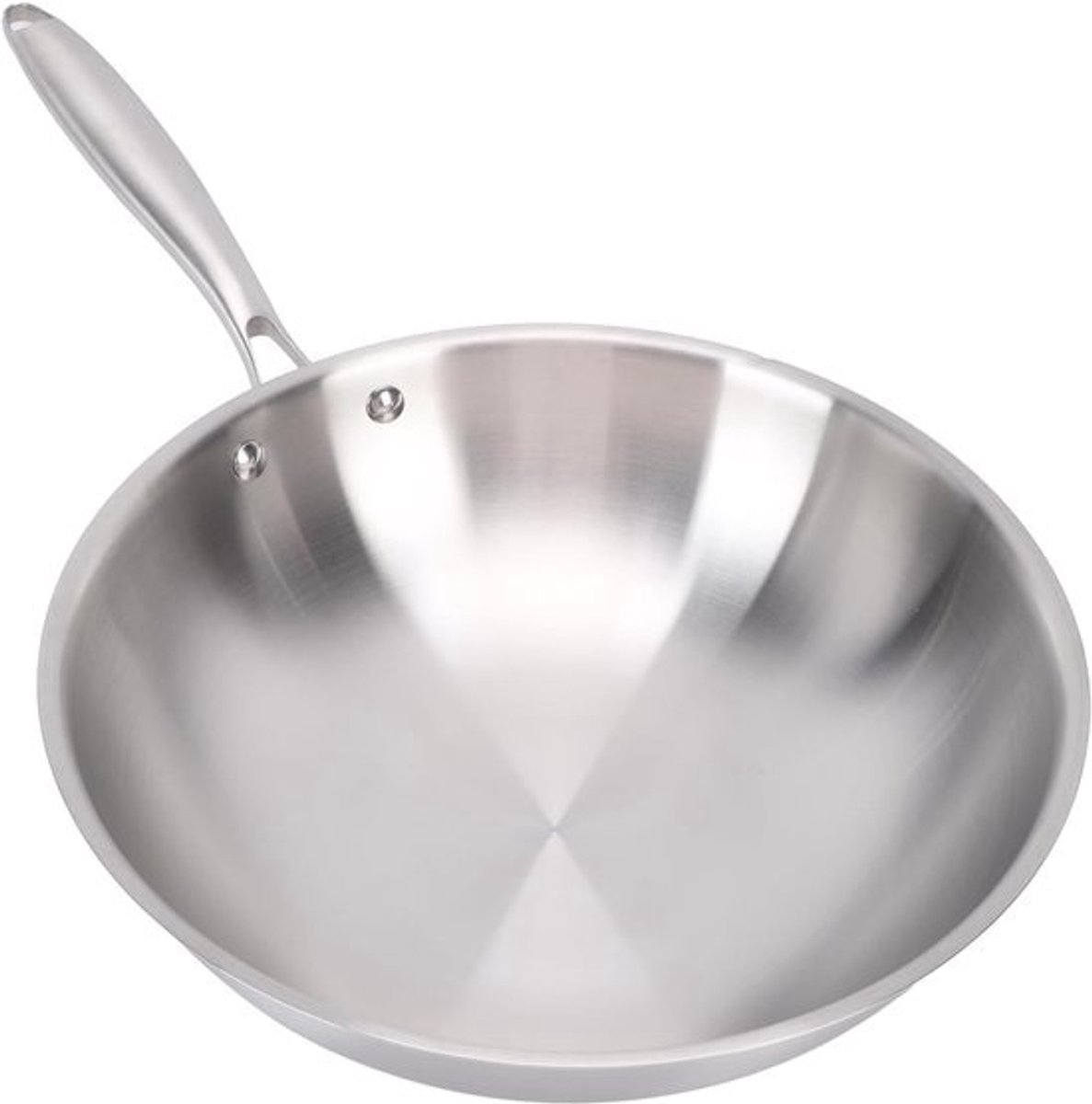 Wokpan Roestvrij Staal - Professionele Koekenpan - Roerbakken Braden - Snelle Gelijkmatige Warmte - 32CM Diameter