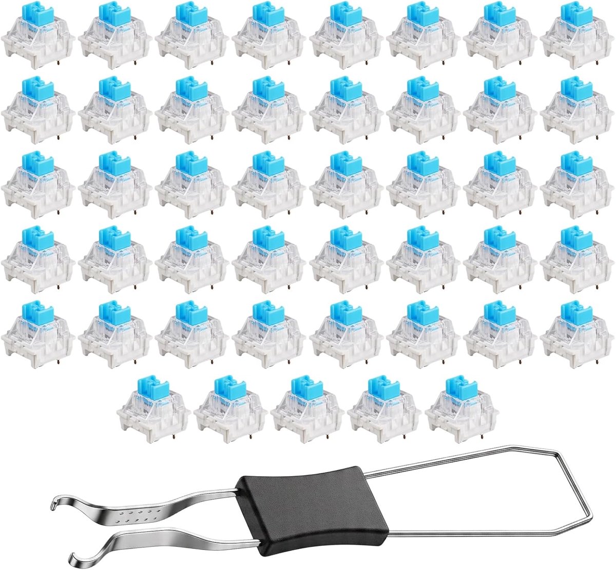 45 Stuks Set Van Blauwe Mechanische Toetsenbordschakelaars | Blauwe Mechanische Toetsenbordschakelaars, Transparante Blauwes Asschakelaars, voor Speltoetsenborden, Computeraccessoires