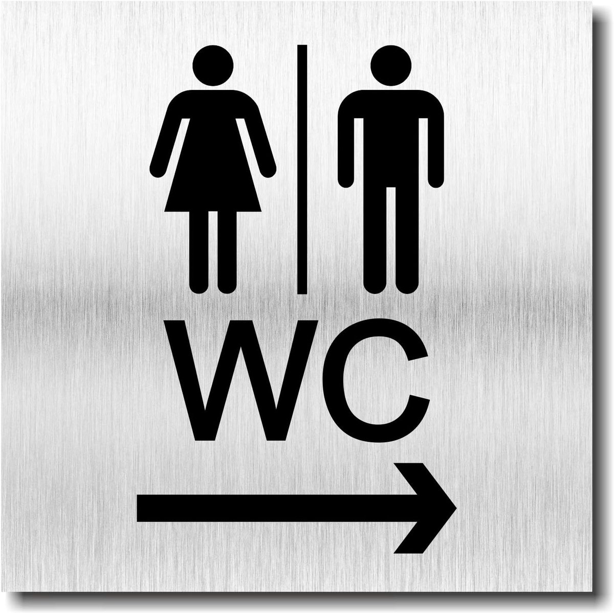 WC pijl rechts bord UV print 12 x 12cm - 3mm aluminium composiet - Made in Germany - Art.Nr. 2100