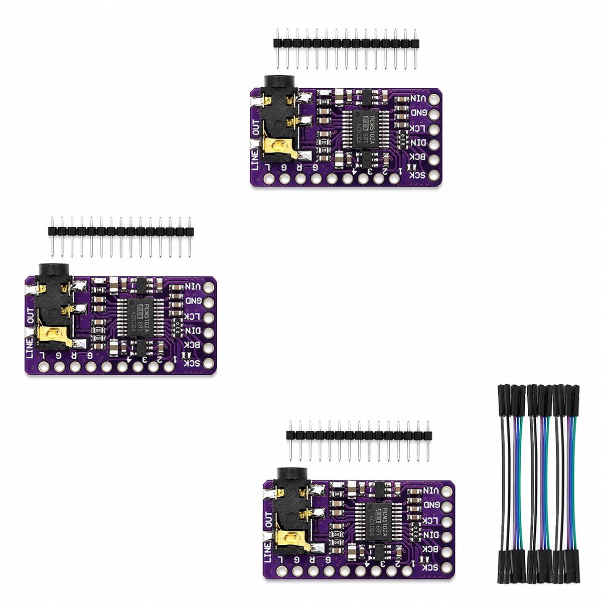 3 stuks DAC-module PCM5102 I2S IIS stereo audio decoder, digitale modules voor ESP32 voor Raspberry Pi analoge converter HiFi 16/24/32 bits uitgang jack 3,5 mm audio decoder zonder verlies