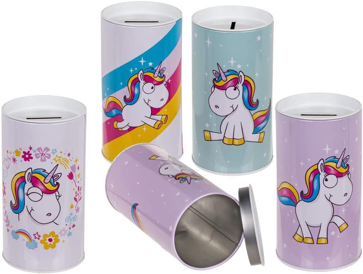 Spaarpot voor kinderen, eenhoorn, originele spaarpot met deksel, voordelige spaarpot voor kinderen, die ook als potlooddoos kan worden gebruikt (wit)
