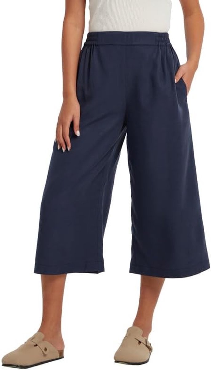 Umes Palazzo broek voor dames, wijde broek, zomer, hoge taille, culotte broek, losse zomerbroek met zak, vrijetijdsbroek, dames, elegant