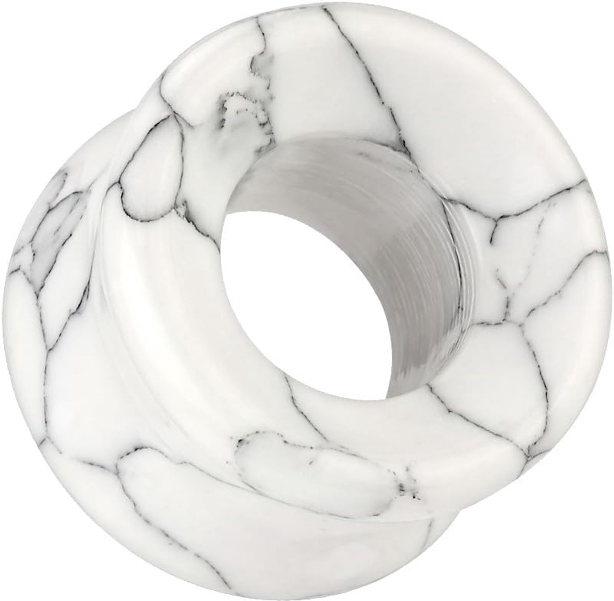 Wit Zwart Synthetische Turquoise Steen Oorpiercing Oorsieraad Plug Double Flare Zadelsluiting 6-25 mm
