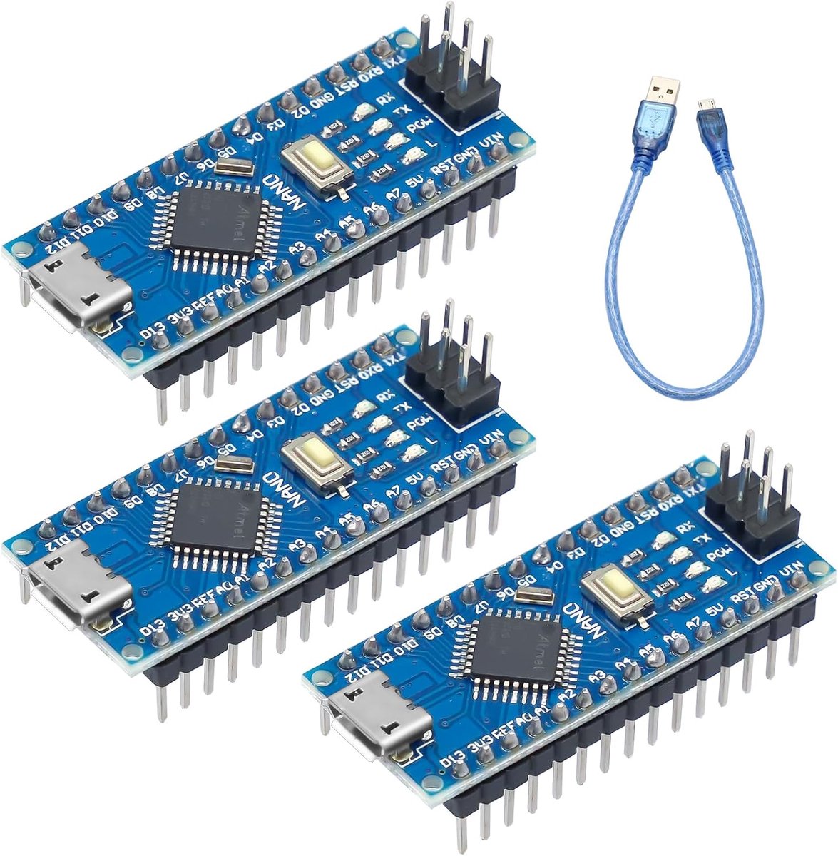 ontwikkelingskaart Binghe 3 stuks microcontroller moederborden met CH340 chip 5 V 16 MHz MICRO interface soldeerversie met USB-kabel compatibel met Arduino