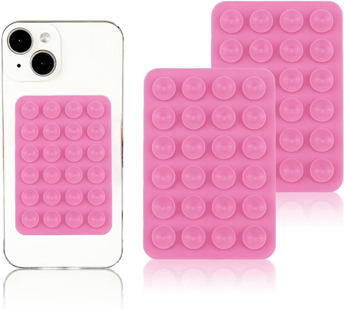 2 stuks siliconen zuignap telefoonhouder, handsfree fidget speelgoed spiegel douche telefoonhouder, Tiktok-video's en selfies (diep roze)