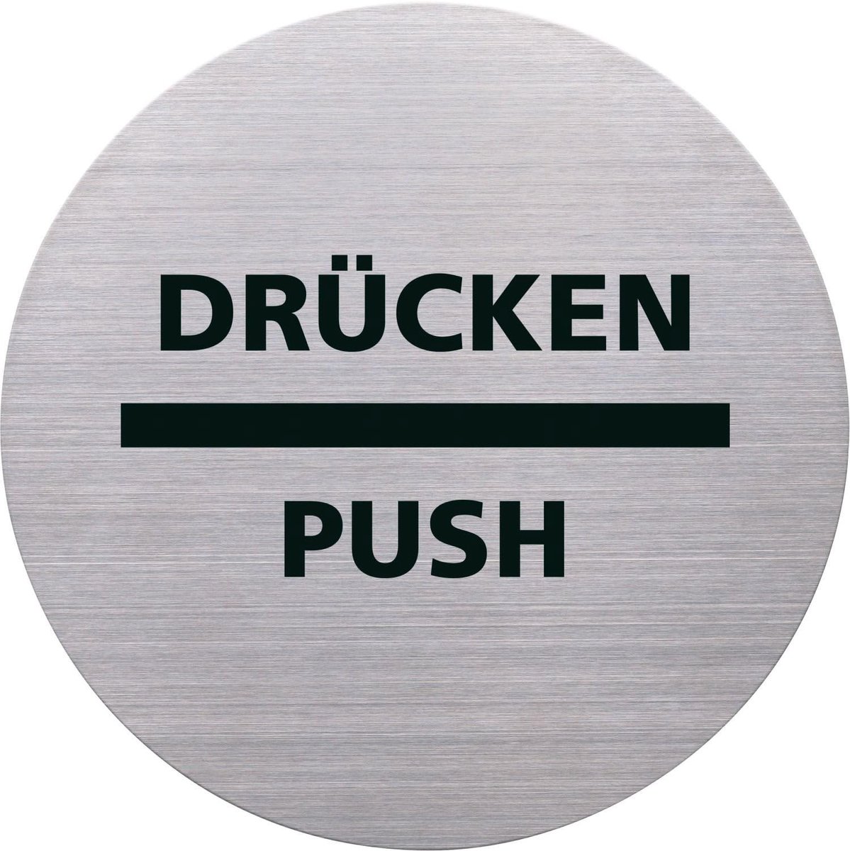 Helit H6271700 - Duwpictogram, Ø115 mm, zelfklevend met kleefpad, roestvrij staal