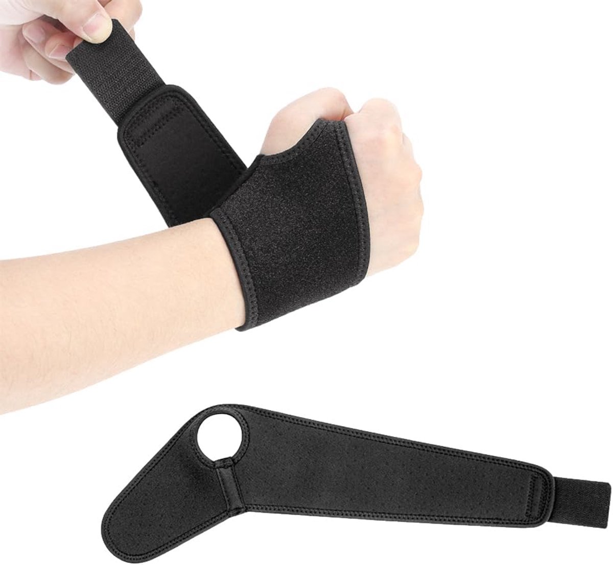1 x polsbandage rechts, verstelbare en ademende polsband, zwart, zacht, geschikt voor fitness, sportbescherming en werk