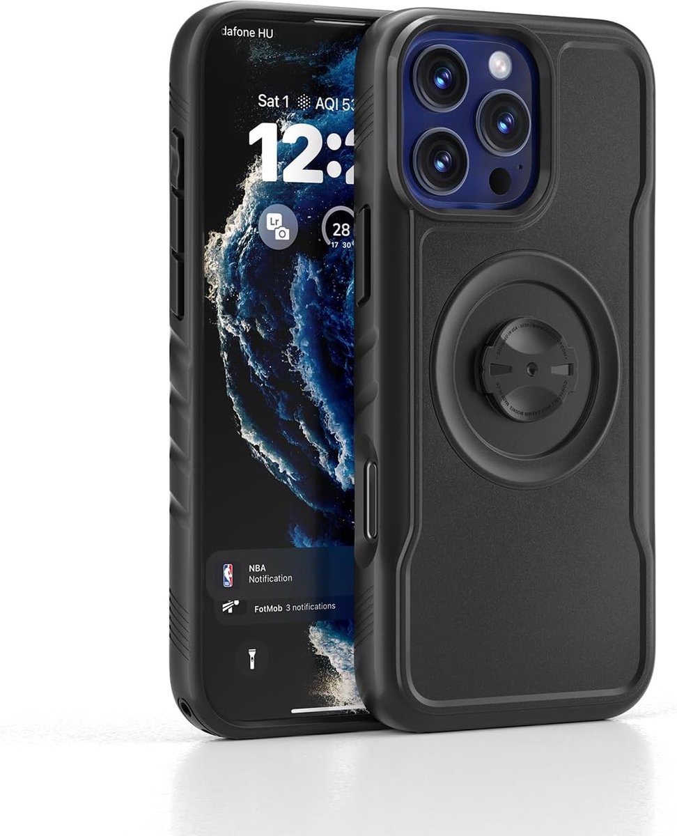 compatibel met Garmin Mount voor iPhone 17 16 15 14 Pro Max Air - schokbestendig en dun hoesje met ingebouwd kwartslagslot, snel en veilig voor racefiets en MTB-fietsen