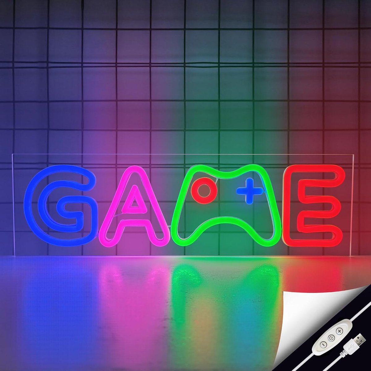 Dimbare Neon Signs Wanddecoratie: Gamepad Vorm LED Lights Neon Signs, USB Aangedreven Gaming Lights voor Gaming Sala & Precente Retro Arcade ba Adolesente no Labarik-Mane Sira