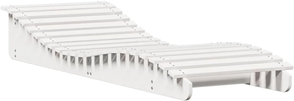 Grenen zonnebed, wit, 205 x 70 x 31,5 cm, ergonomisch S-vormig ligvlak, lattendesign voor waterafvoer, tuinligstoel voor terras, zwembad en balkon, belastbaar tot 110 kg