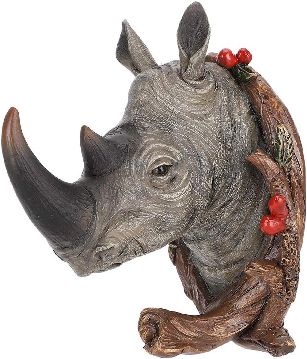 Dailygoods - Vintage Dierenkop Muurhaak - Handige Handdoekhanger - Ruimtebesparend - Neushoorn - Woondecoratie - Geschikt voor Badkamer, Slaapkamer, K