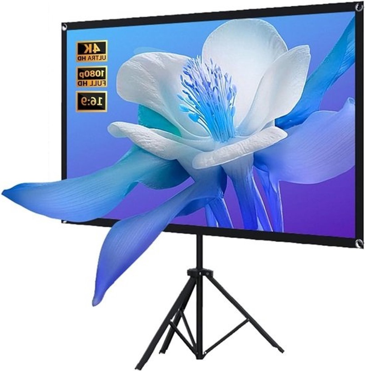 Draagbaar Projectiescherm - Filmscherm Opvouwbaar - Thuisbioscoop Creëren - 4K Ultra HD - 80 inch 16:9 - Zwart