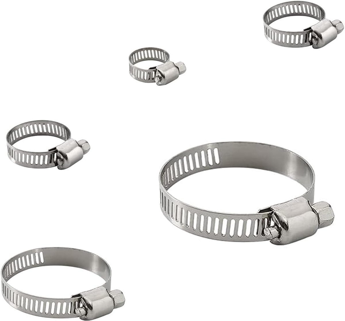 Dailygoods- Pijpklemmen 20 Stuks - Slangklemmen RVS - Verstelbaar - Huishoudelijke Beveiligingskabel - Intercooler/Buis - 5 Maten - Slangklem