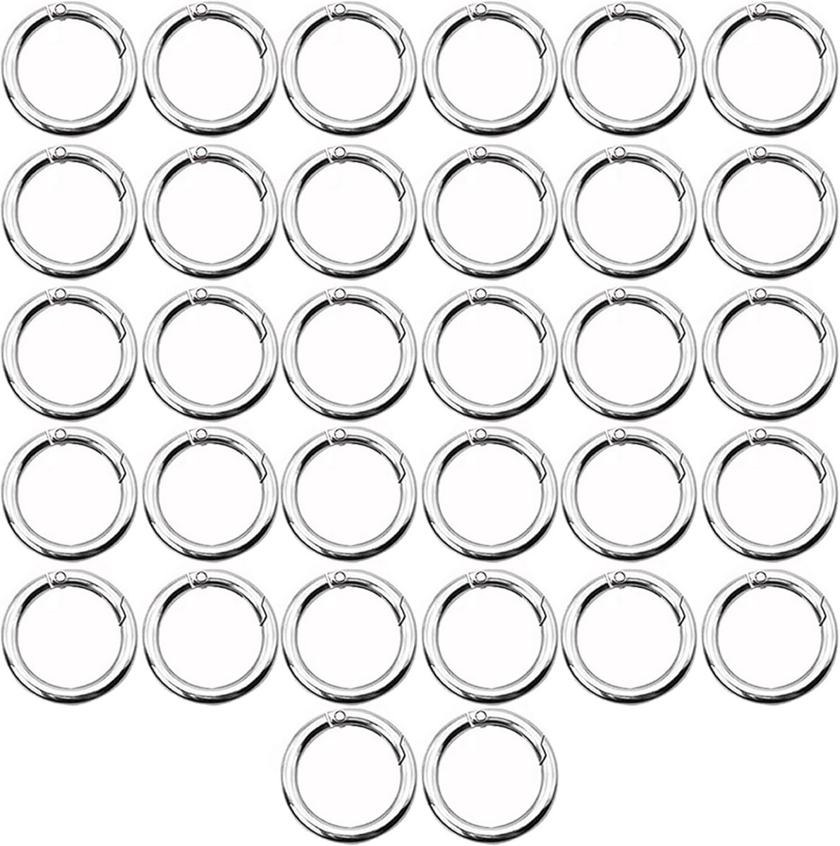 Dailygoods- Karabijnhaak 20 mm - Ronde Karabijnhaak - 32 Stuks - Zinklegering - Roestvrij Staal - Veersluiting - Karabijnring