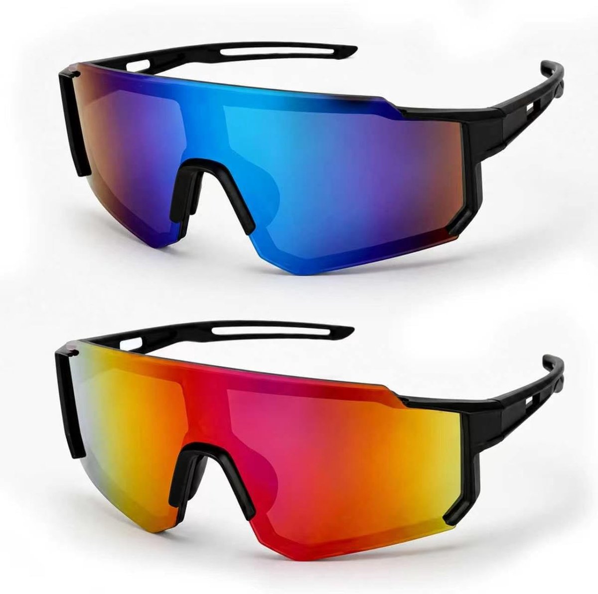 2 stuks, snelle bril, UV400-bescherming, gepolariseerde fietsbril, winddicht, voor heren en dames, voor fietsen, skiën, rave, bergbeklimmen, outdoor