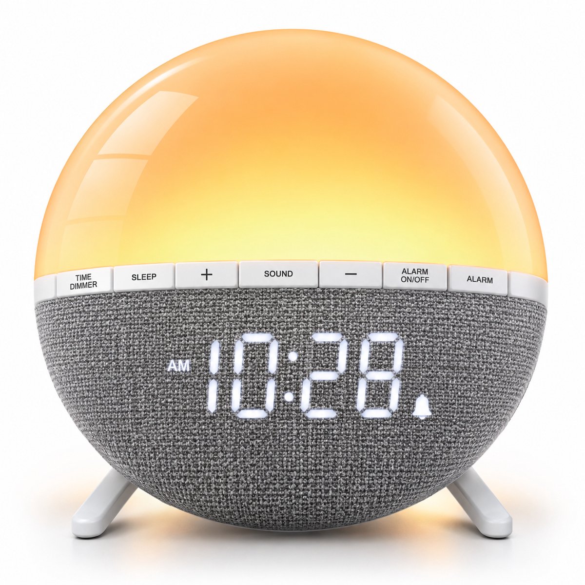 HEMO Wake Up Light Wekker met Zonsopgangsimulatie – Digitale Lichtwekker – RGB Nachtlamp – Snooze – Dimbaar – Grijs