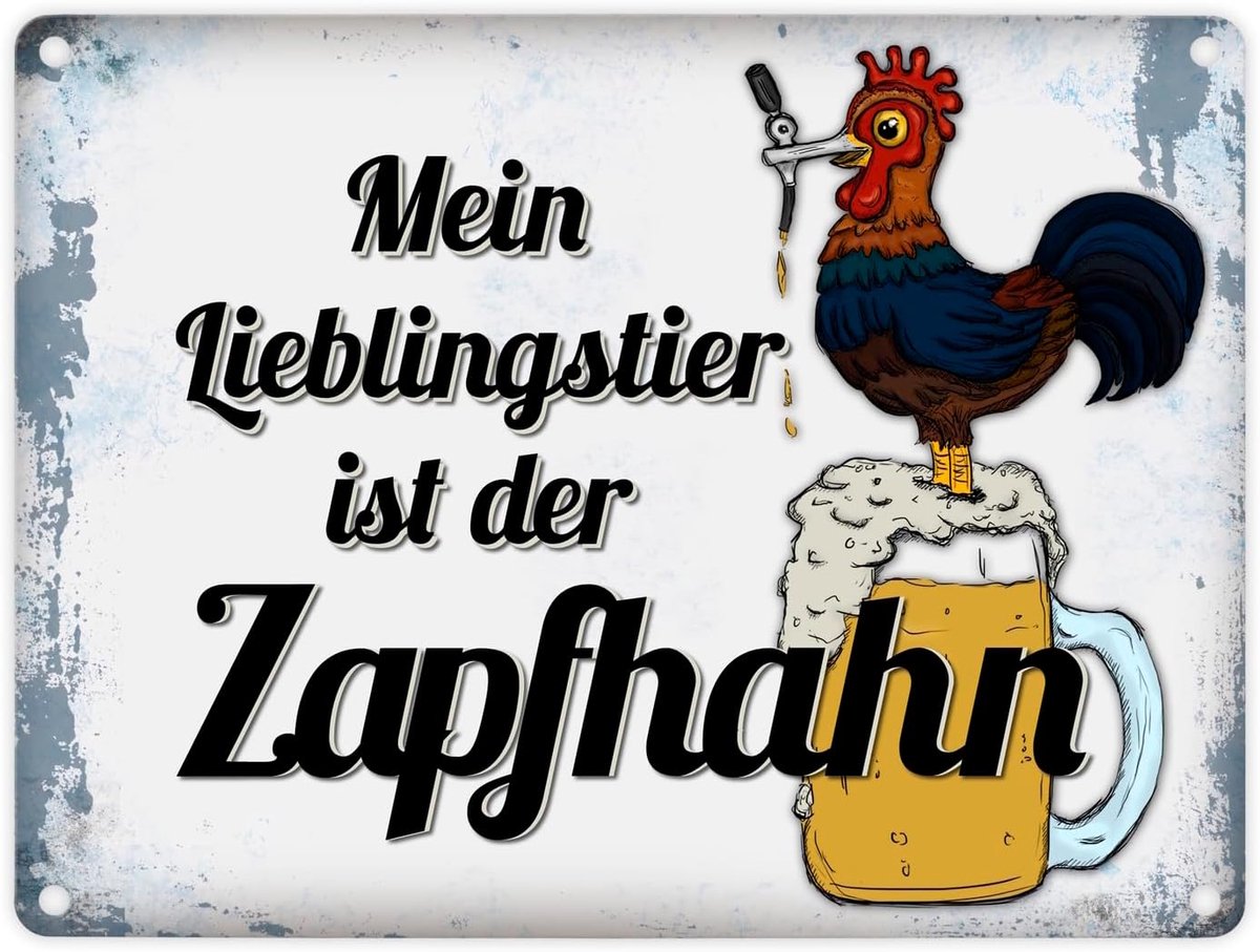 bord met spreuk: Mijn lievelingstier is de tapkraan aluminium plaat metalen bord reclamebord deurplaat waarschuwingsbord bierbar bar theke tapkraan drankje kroeg blikken bord decoratie of