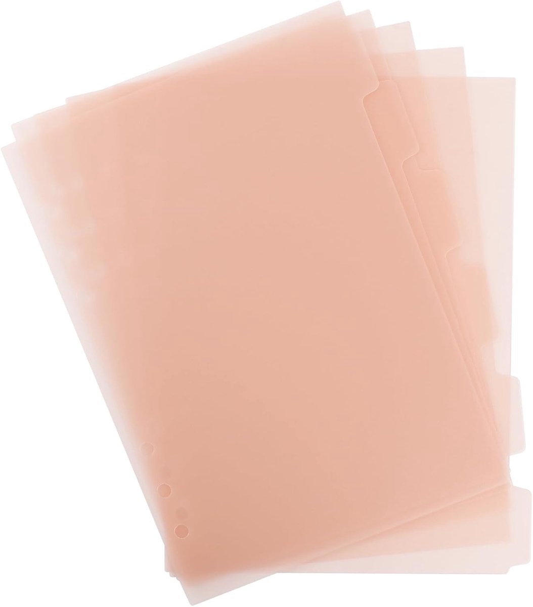 6 stuks A5-tabbladen met insteekbare tabbladen, A5, ringband, 6 gaten, transparante map, scheidingsbladen voor mappen, losse bladen