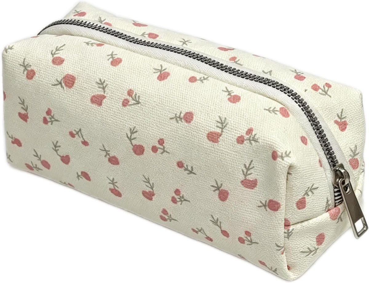Licht frisse bloemen pennenzak - studenten schrijfwaren tas - grote capaciteit etui - make-up opbergtas - grote bloemen pennenzak