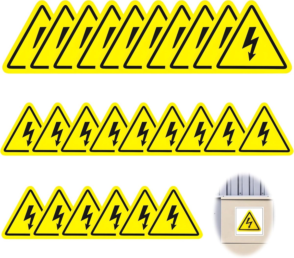 25 stuks bewegwijzering elektriciteit zelfklevend, 5 cm 10 cm elektrisch gevarenbord, pvc, veiligheidsbord, driehoekig, zelfklevend, geel, voor buiten, binnen, elektrische waarschuwing