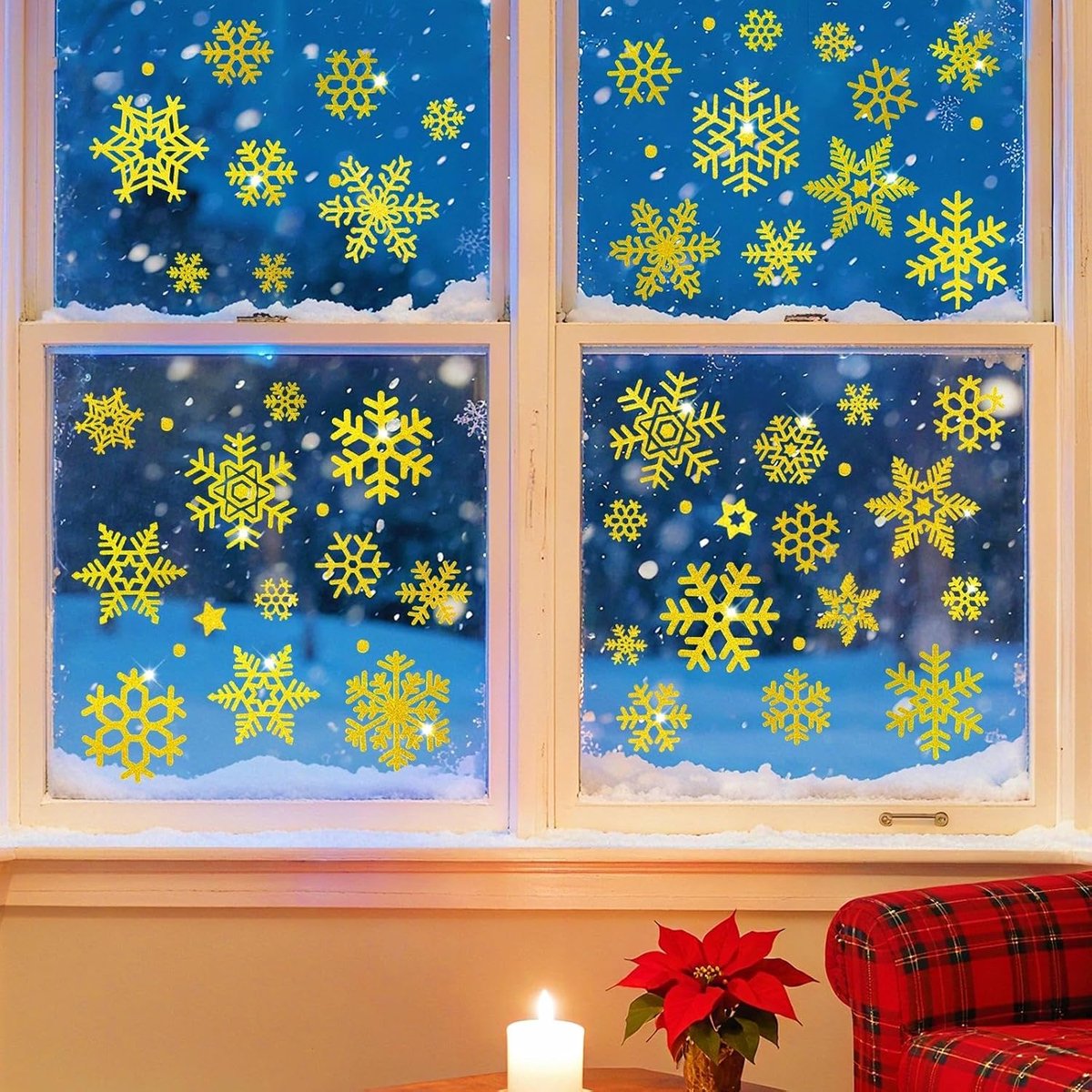 Ramen Sticker Glas, Herbruikbare PVC Ramen Sticker, Kerstboom Statische, DIY， muren, deuren