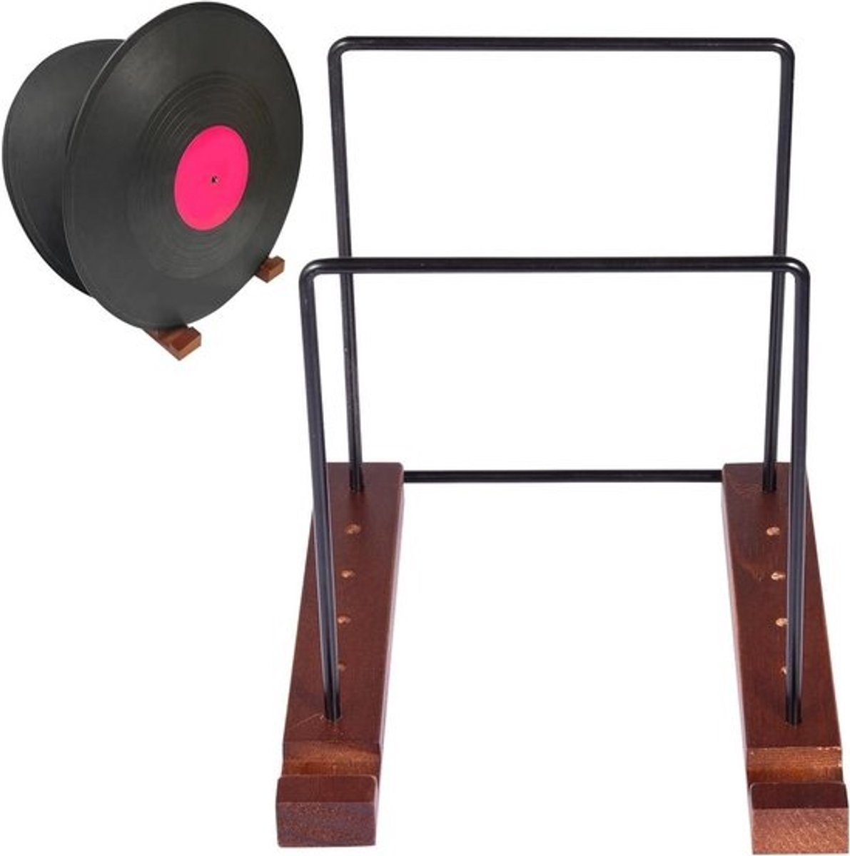 Platenhouder - LP Opberger - Muziek Collectie Tonen - Ruimtebesparend Ontwerp - 19.5 x 17.8 x 19.8 cm - Houtkleurig