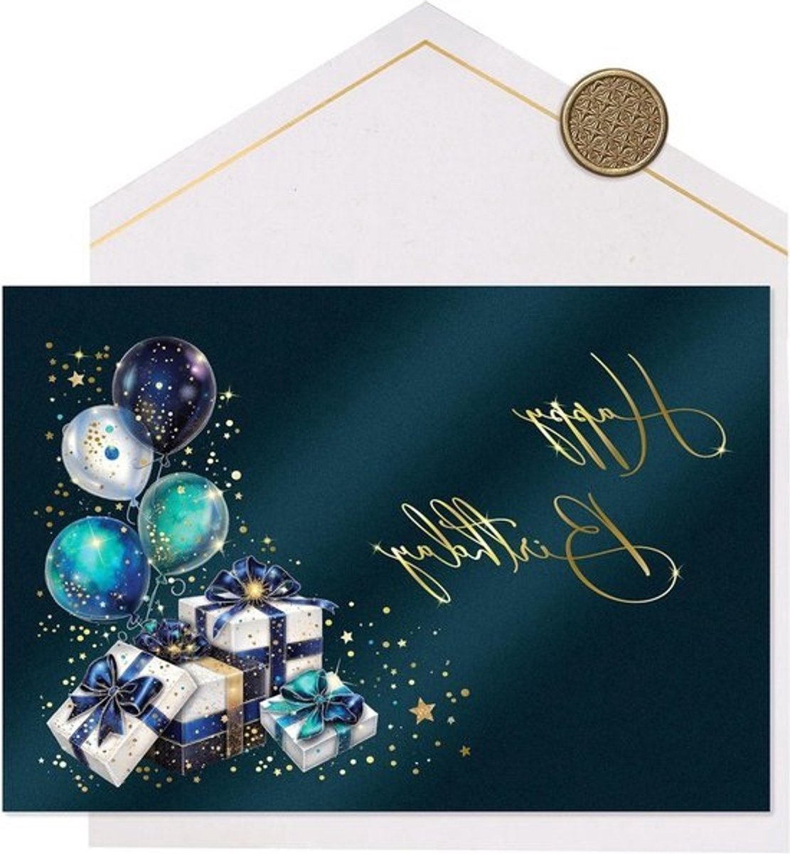 Verjaardagskaarten Set - Wenskaarten Stardust - Bijzondere Wensen Uiten - Echte Waszegel - 18 x 125 cm - Goud