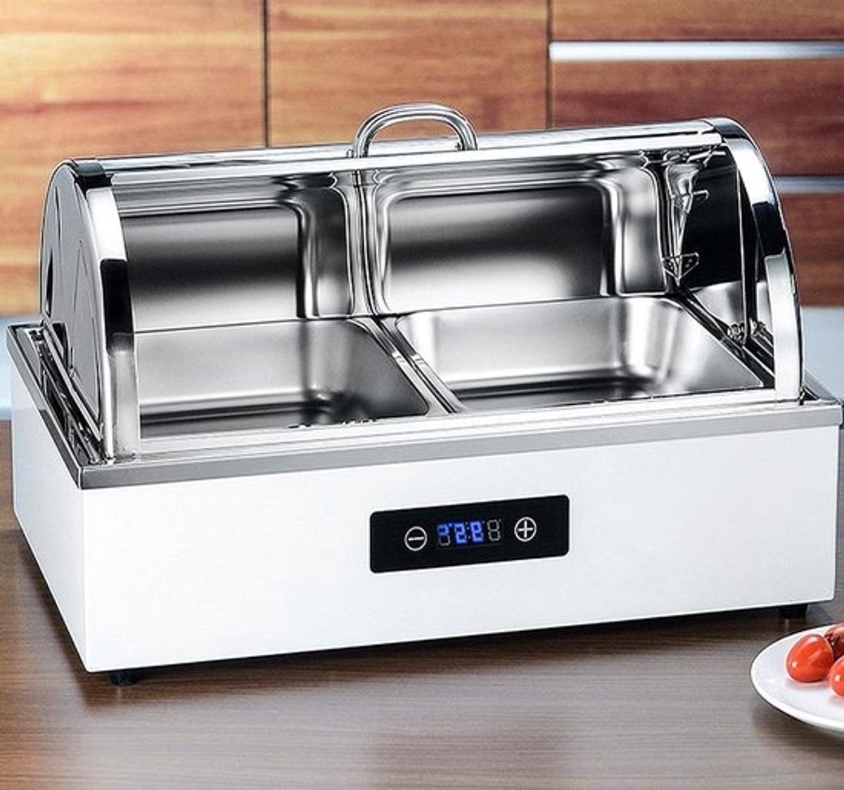 Elektrische Voedselwarmer - Buffetwarmer Chafing Dish - Feesten En Buffet - Instelbare Temperatuur - 9 Liter Capaciteit - Zilverkleurig