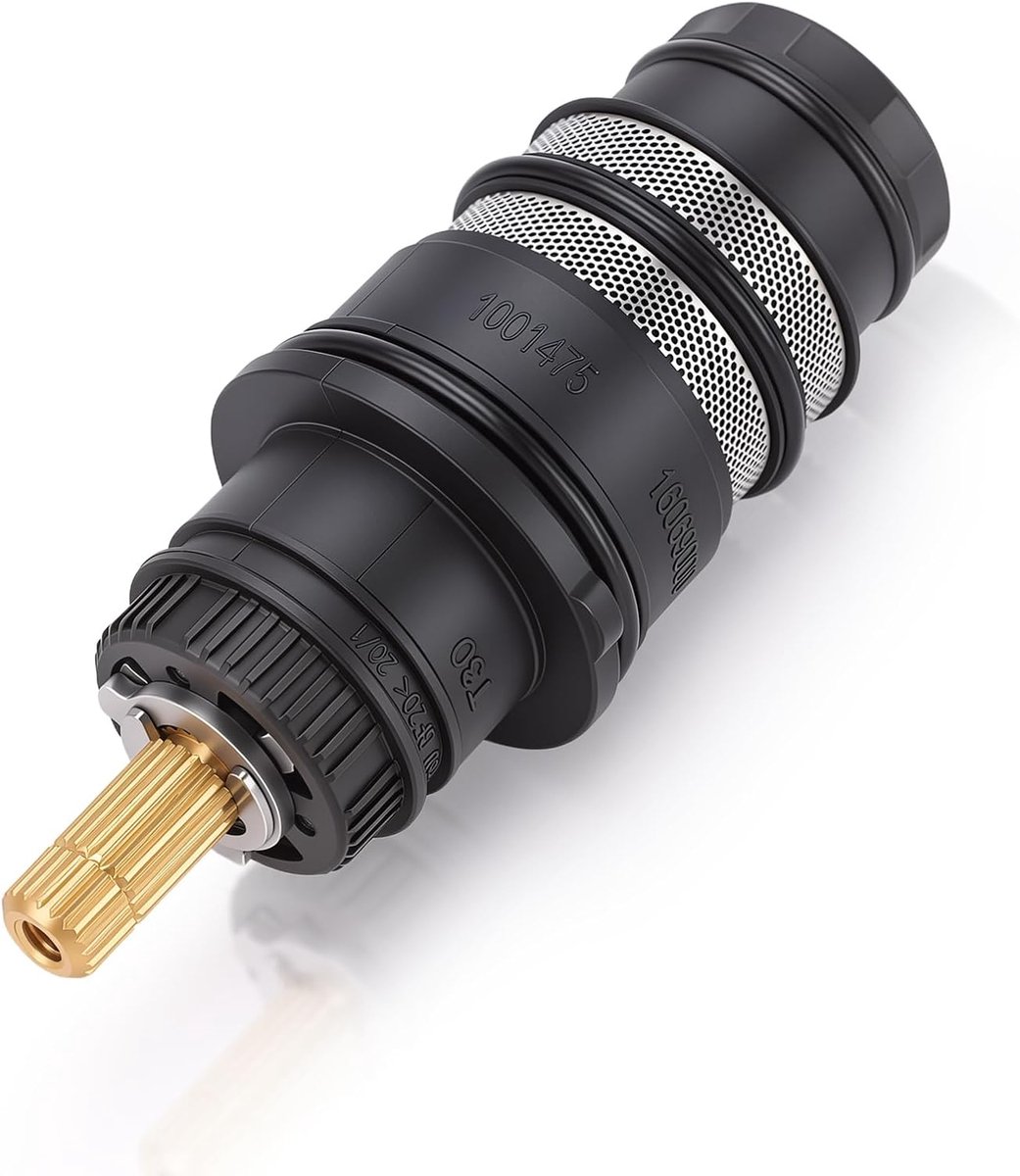 Thermostaatpatroon, thermostaatdouchepatroon van messing 98282000, geschikt voor 98282 T30, douchemengpatroon van geel messing met nauwkeurige temperatuurregeling