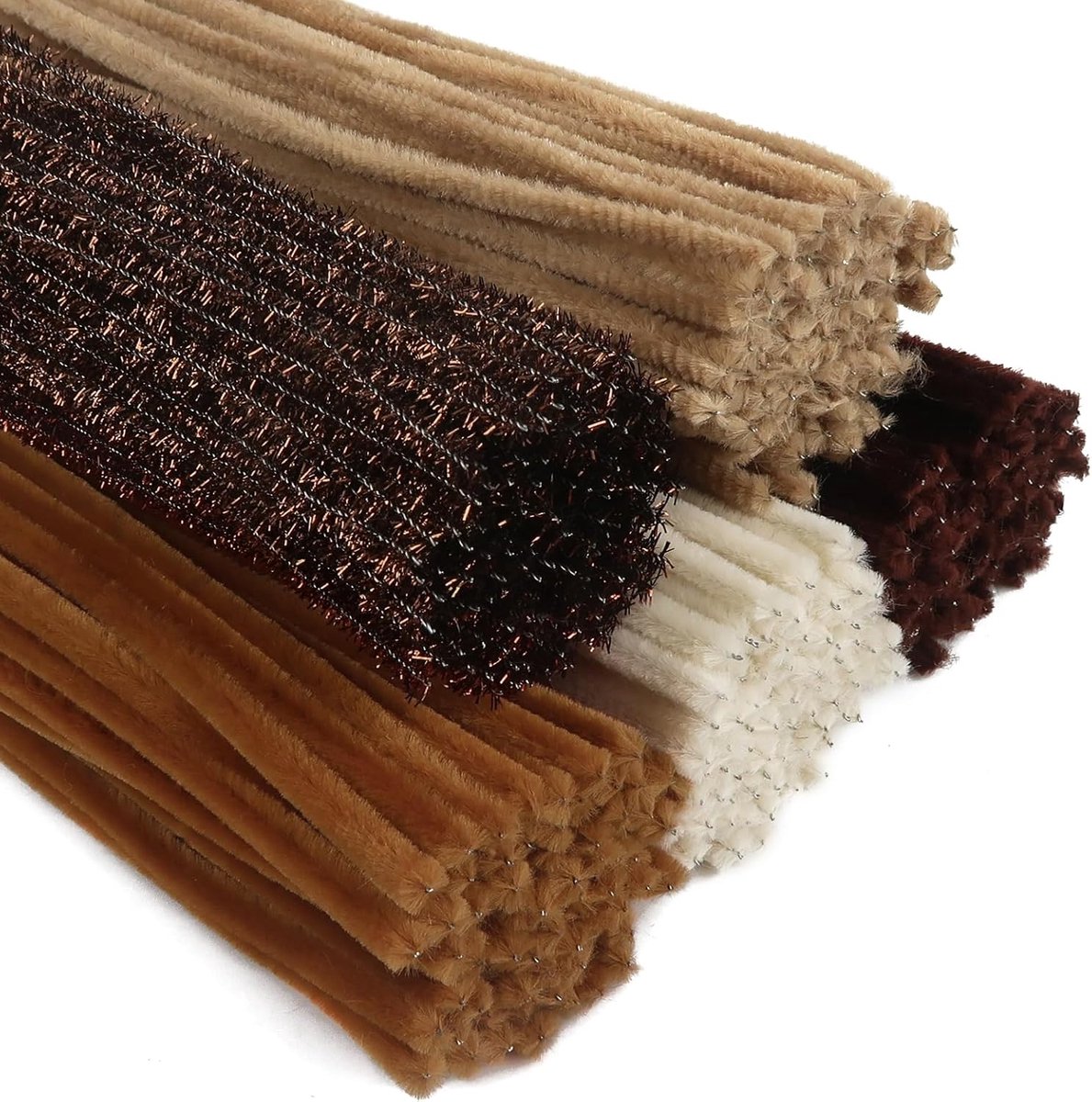 Chenille pijpenragers 400 stuks - Bruin fiber - Geschikt voor knutselprojecten - Makkelijk te knippen - m-winkel
