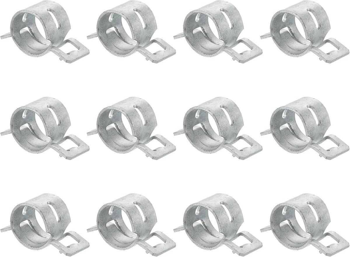 12 stuks veerband-type-actie brandstof/siliconen vacuüm-slangslangklem, 16 mm lagedruk-luchtveer-slangclip-klem voor auto-oliepijp, waterleiding, zilver