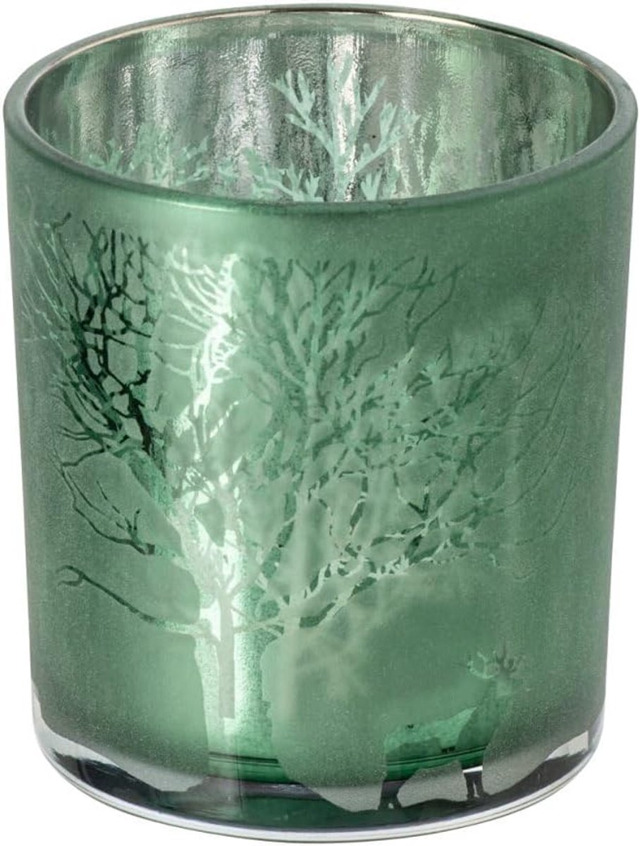 Kandelaar bos - glas - groen - klein - 4 stuks