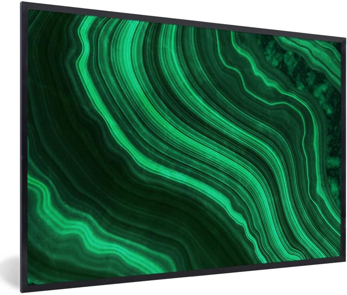 Poster met Lijst - 30x20 cm - Agaat - Groen - Edelstenen - Marmer