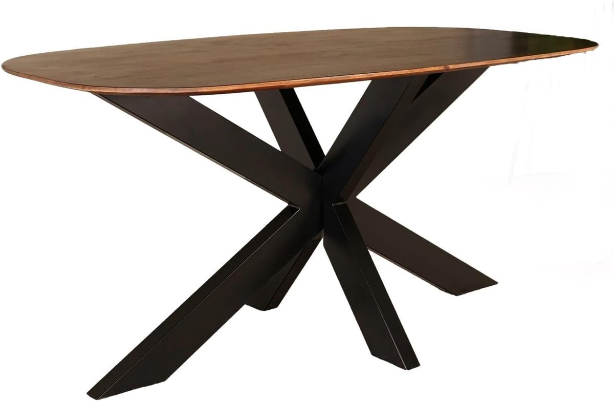 Eettafel deens ovaal mangohout 180cm Austin bruin ovale tafel duurzaam mango eetkamertafel