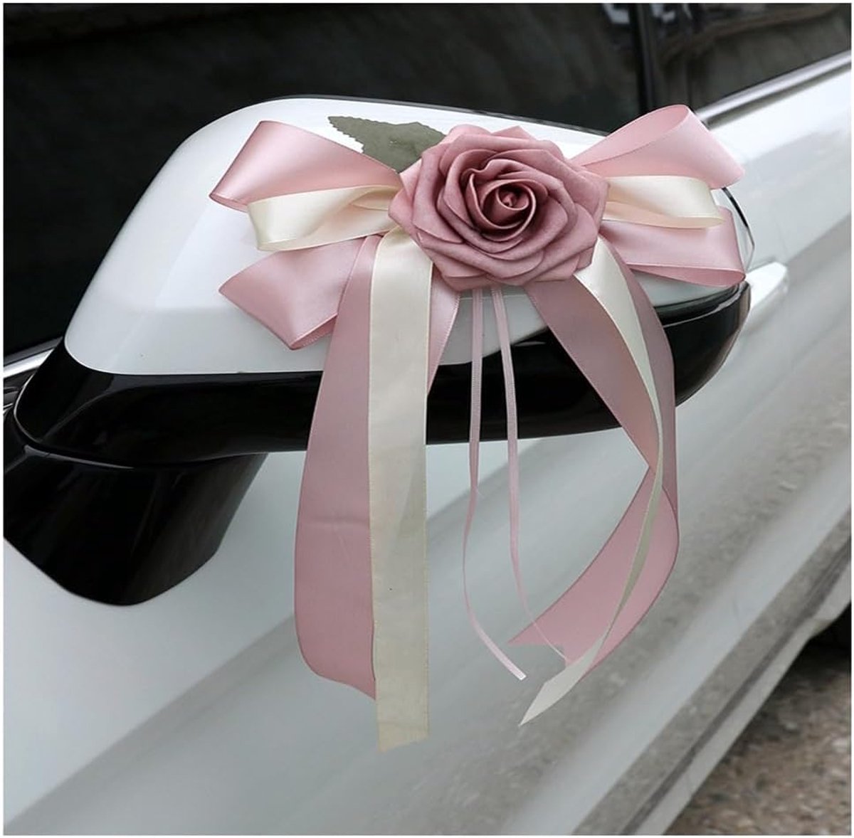 Strikken bruiloft autoversiering simulatie bloem bruiloftsauto decoratie auto strikken achteruitkijkspiegel deurklink decoratie bruiloftsdecoratie auto kunstbloem autoversiering #1 2 stuks