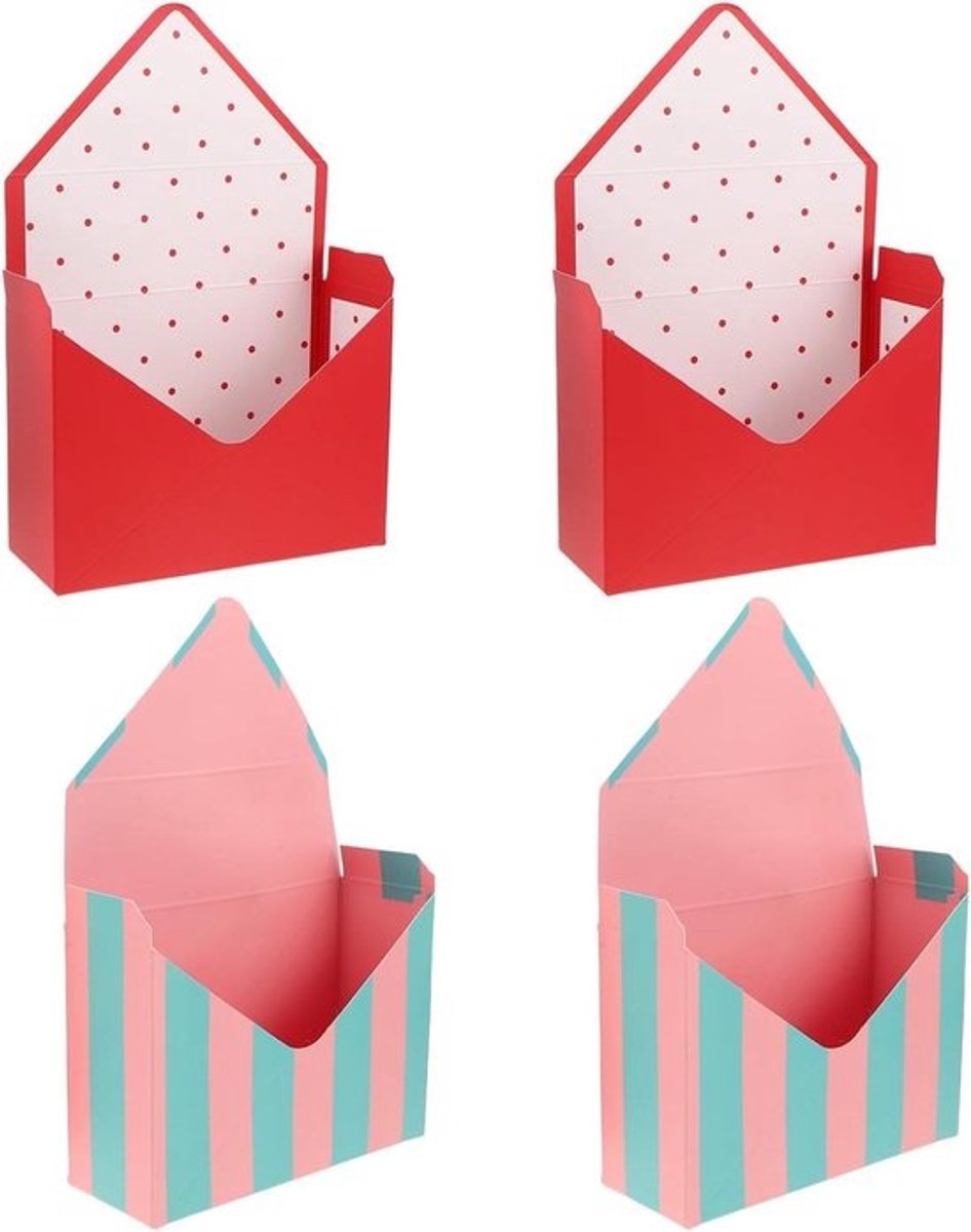 Opvouwbare Bloemendozen - Bloemenverpakking Boeketten - Bloemen Presenteren - Stijlvol Gestreepte Enveloppen - 20x13.8x7cm - Diverse Kleuren