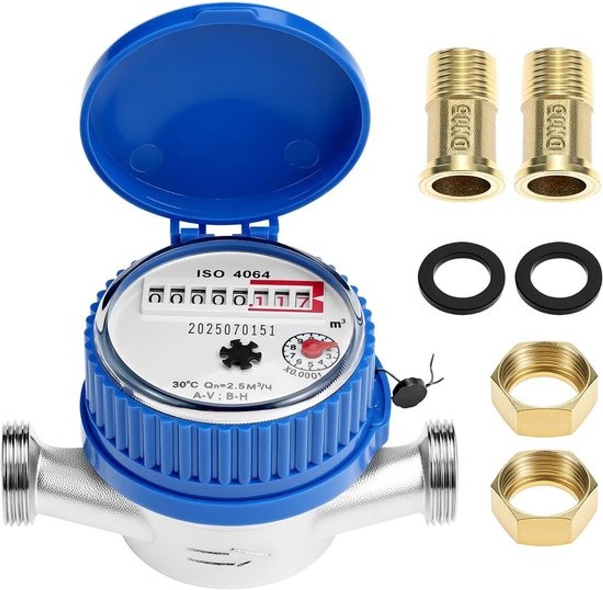 Watermeter Tuin - Debietmeter Koud Water - Waterverbruik Meten - Met Beschermkap - 1/2 Inch - Metaal