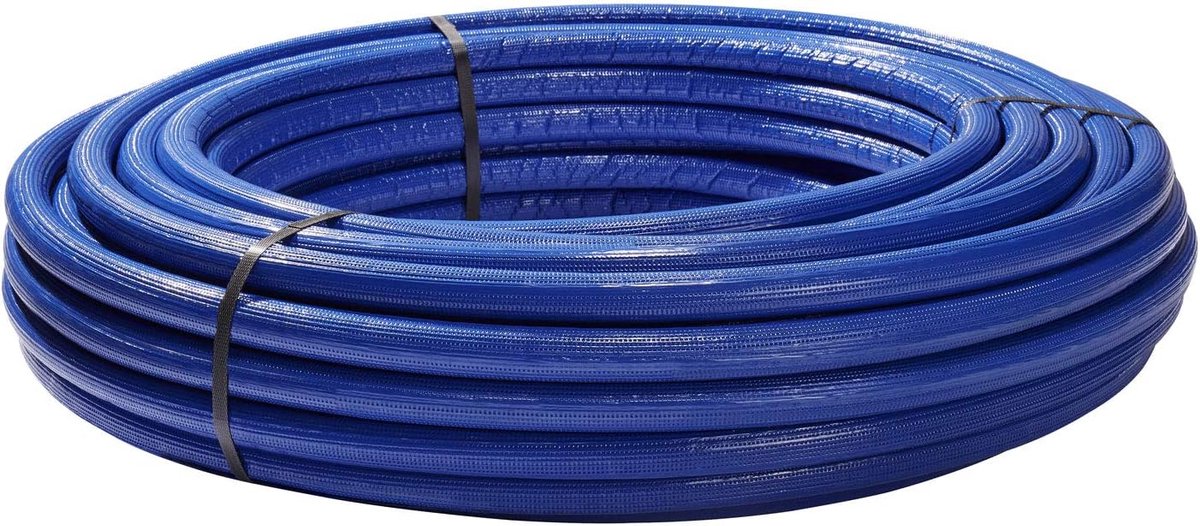 Aluminium composietbuis, meerlaagse composietbuis, 6 mm isolatie blauw, 16 x 2 mm, rol van 50 m, DVGW-buis