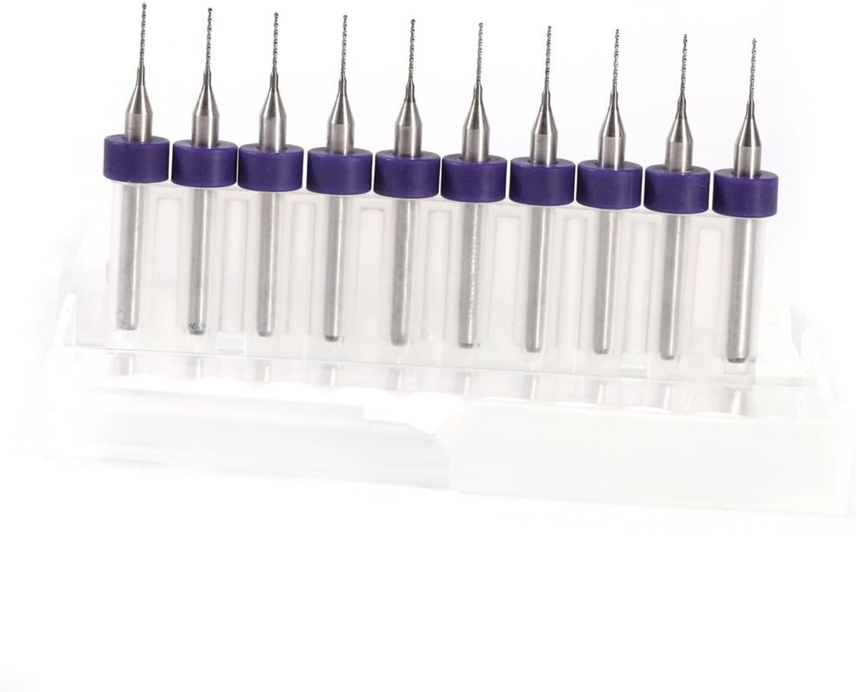 Dailygoods- Micro Boren 10 Stuks - HSS/Hardmetaal - Spiraal Fluit - Geschikt voor PCB's - Gebruiksvriendelijke Koffer - Snijkantdiameter 0,5 mm - Boor
