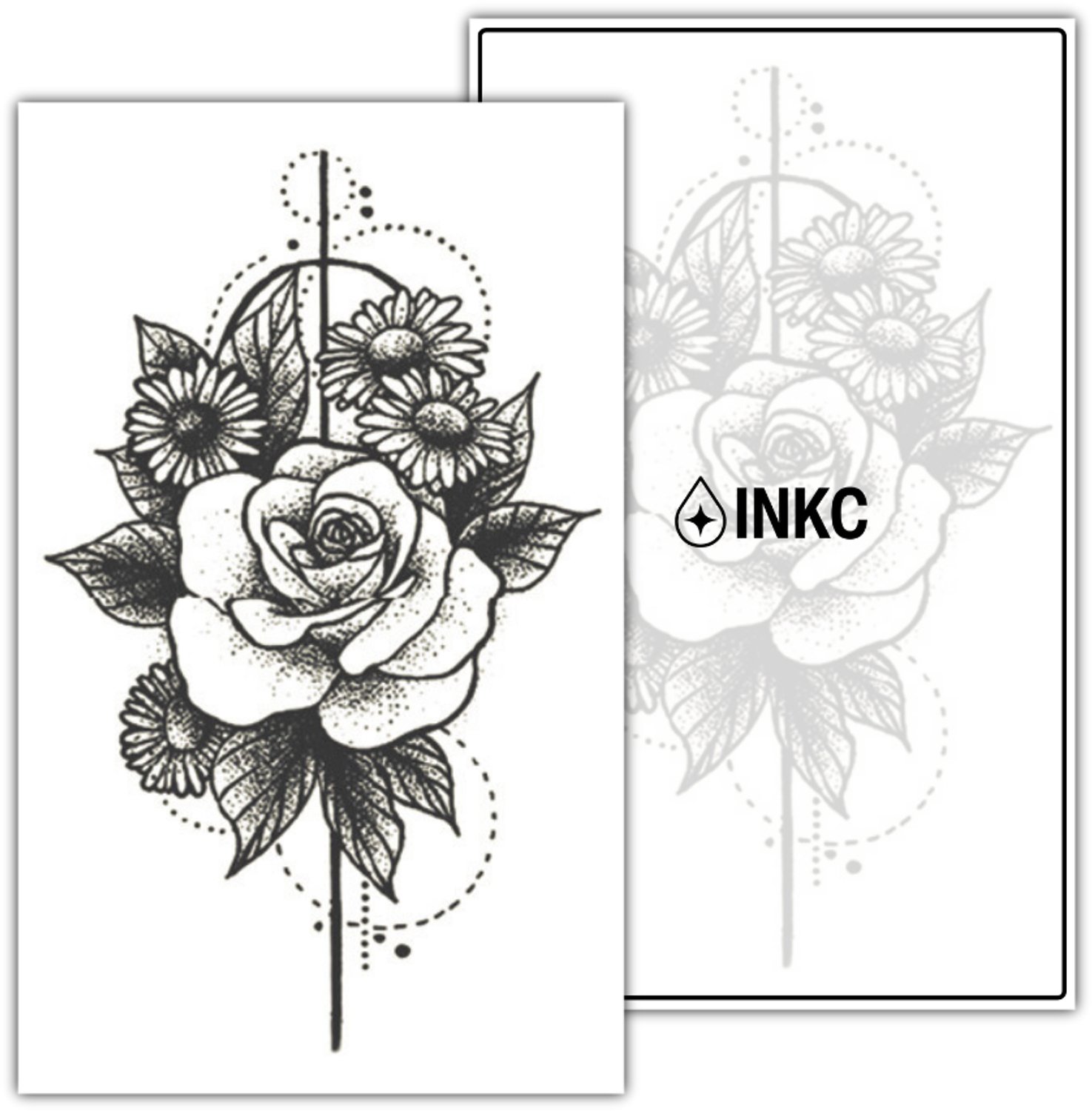 INKC - Tijdelijke Tattoo - Bloemenstijl - Nep Tattoo - Plak Tattoos - Blijft tot 2 weken - 11 x 18cm