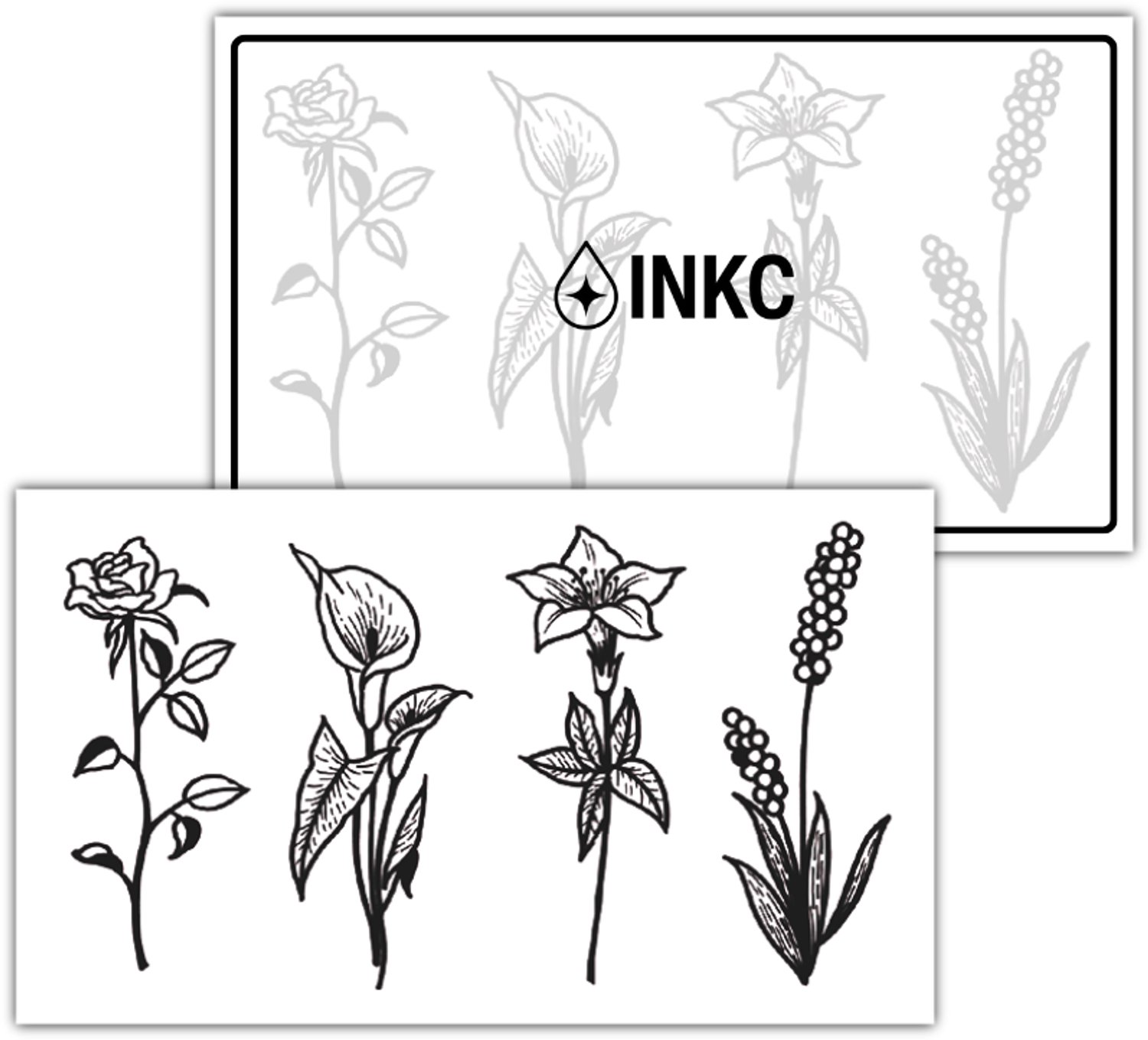INKC - Tijdelijke Tattoo - Bloemen Set - Nep Tattoo - Plak Tattoos - Blijft tot 2 weken - 7 x 12cm