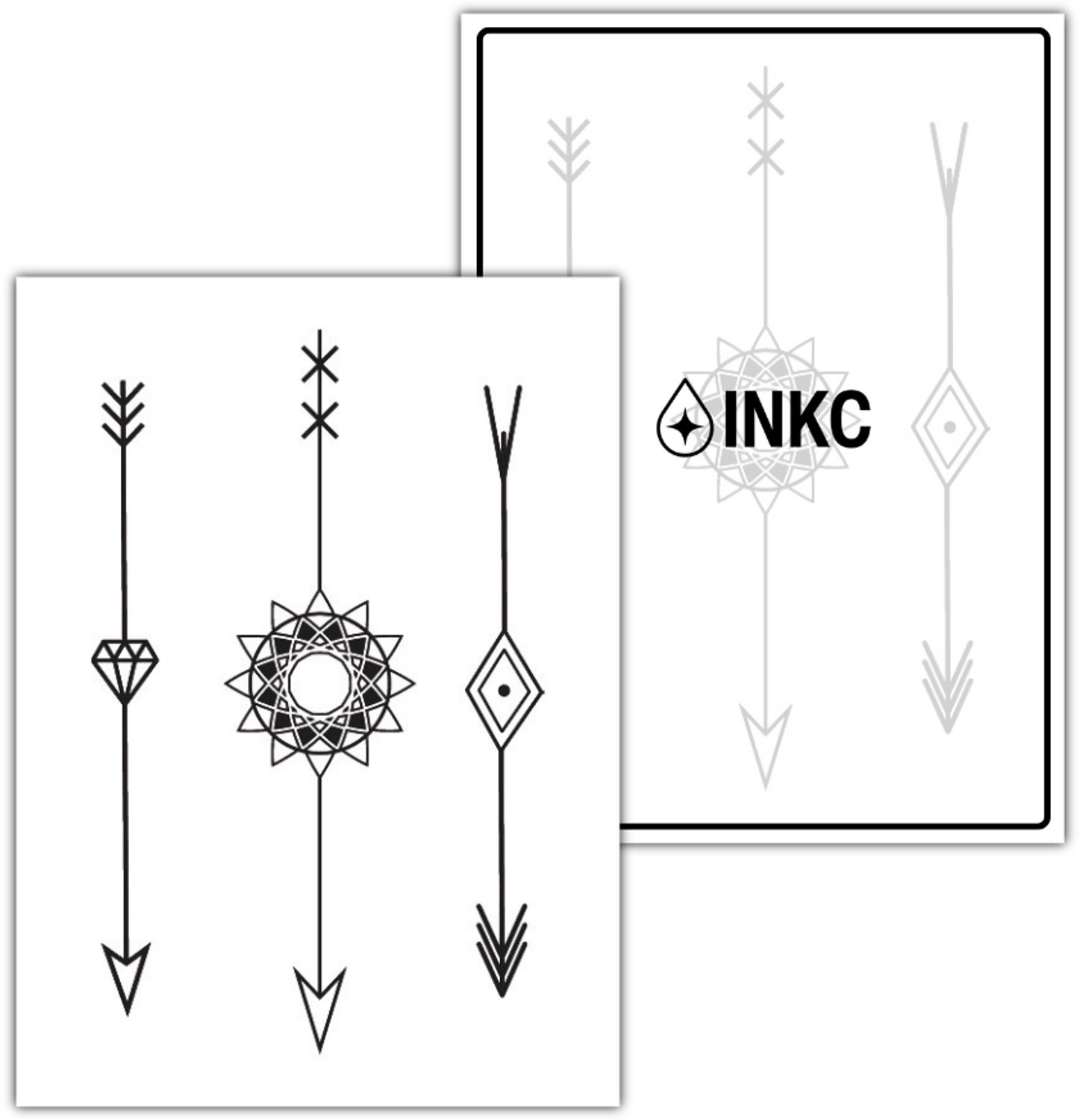 INKC - Tijdelijke Tattoo - Pijlen Set - Nep Tattoo - Plak Tattoos - Blijft tot 2 weken - 8 x 10cm