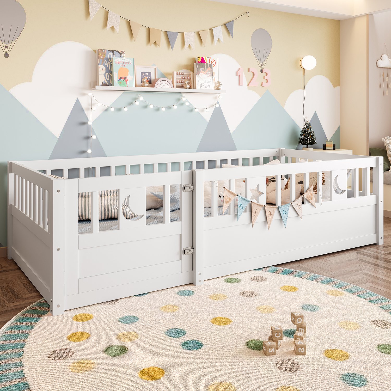 Kinderbed 90 x 190 cm - veiligheidshekje - wit