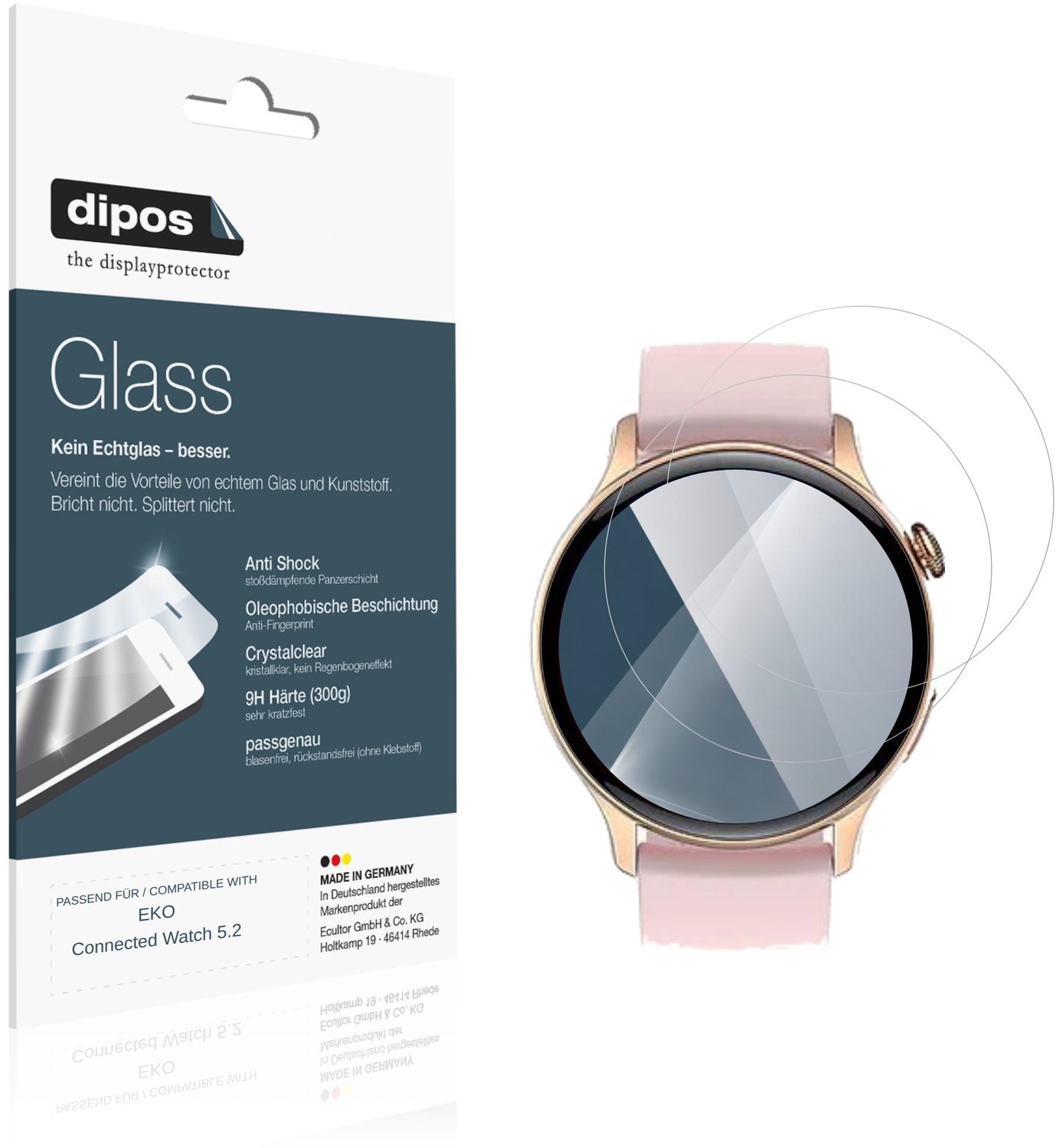 dipos – 2x Pantserfolie geschikt voor EKO Connected Watch 5.2 | 9H Screenprotector